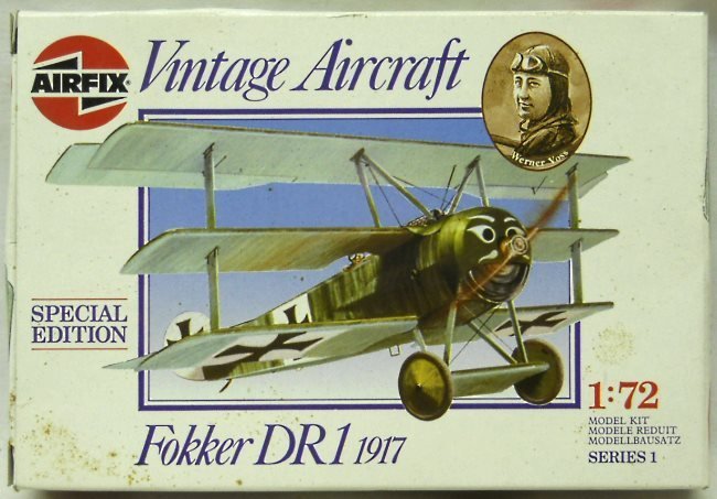 Airfix 1/72 Fokker DR-1 Triplane Special Edition - Werner Voss' (48 Victories) Aircraft, 01074 plastic model kit